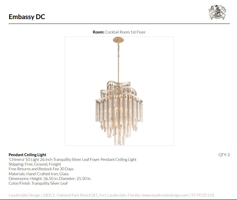 Embassy Light Embassy DC | Lauderdale Design